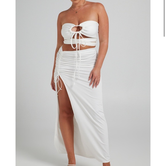 Showpo Vanessa Slinky Two Piece Set- White - Picture 1 of 5